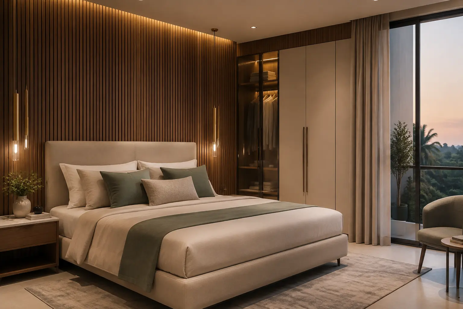 Serene modern bedroom interior by SRM Design Studio